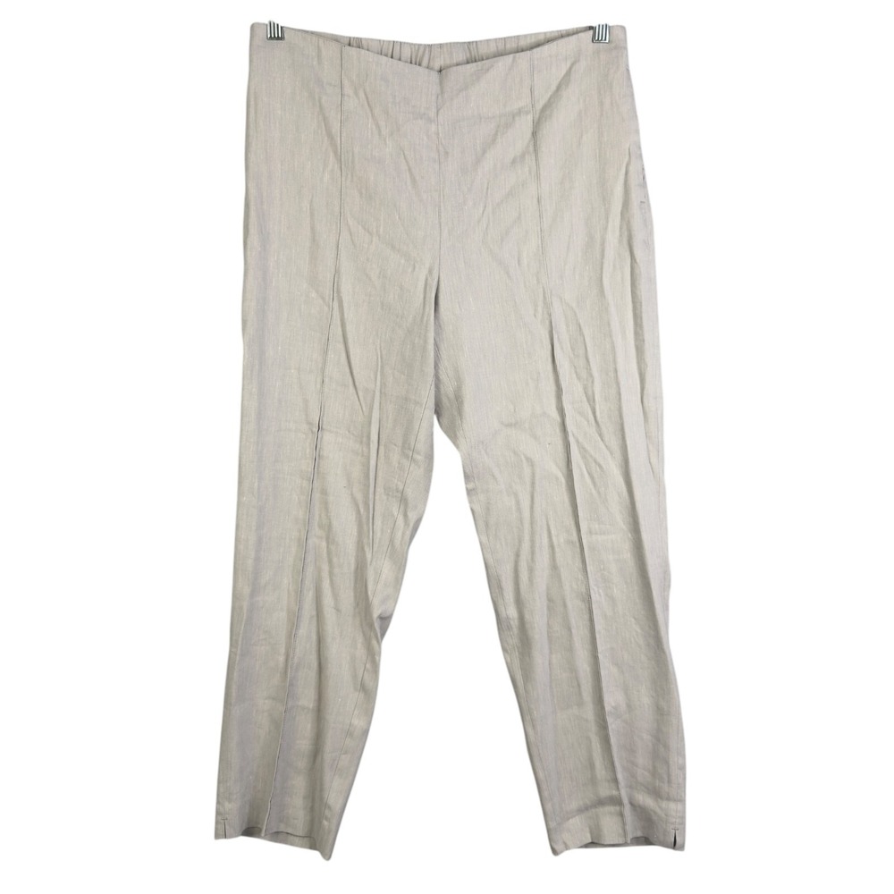 J.Jill linen stretch Women's Classic Dress Pants Light Gray M Tall‎ Pull on crop